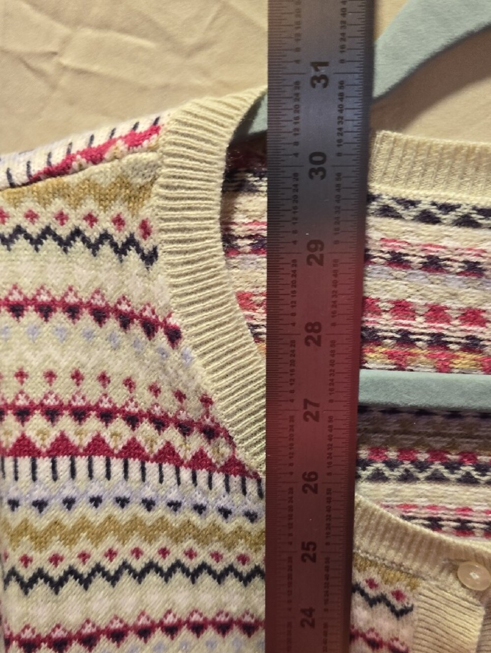 croft & barrow Cream Multicolor Fair Isle Button-Front Cardigan - Picture 9 of 11